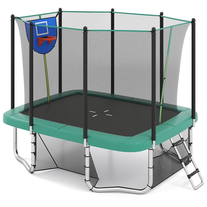 Hikidspace Rectangle Outdoor Trampoline, 10 x 8 FT Heavy-Duty Trampoline for Kids and Adults