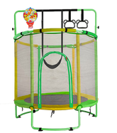 60" /55" Trampoline for Kids with Enclosure, 6-in-1 Indoor Outdoor Toddler Trampoline with Adjustable Gymnastics Bar, Swing, Basketball Hoop and Toys, Birthday Gifts for Boys Girls Age 3+