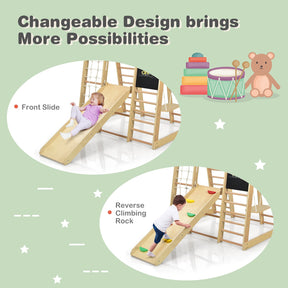 8 in 1 Climbing Toy Set for Toddlers, Wooden Climber Playset