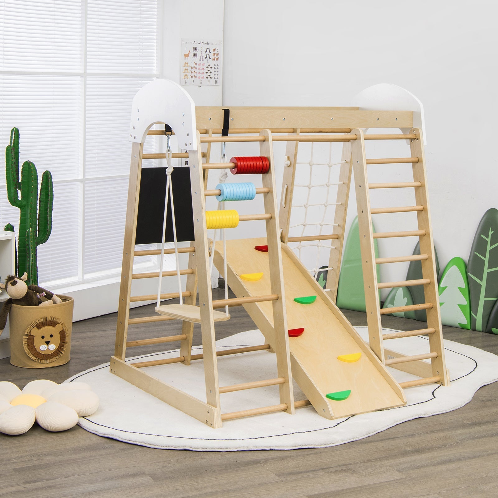 8 in 1 Climbing Toy Set for Toddlers, Wooden Climber Playset