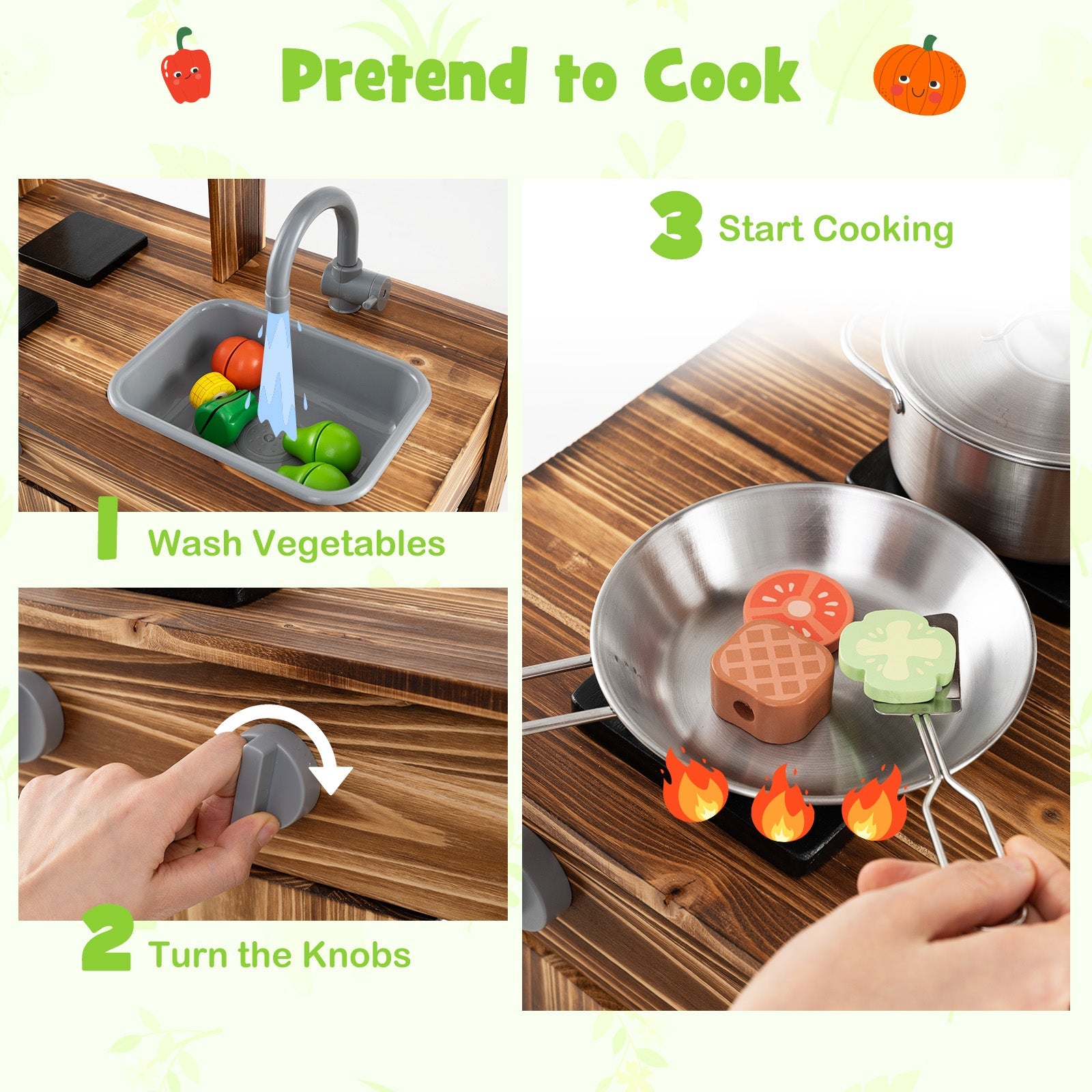 Outdoor Kitchen Playset for Kids 3+ Years Old