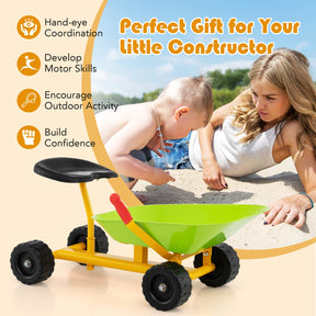 Outdoor Sandbox Toy with Controllable Shovel and 4 Wheels