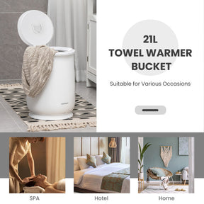 21L Portable Towel Warmer Bucket Spa Hot Towel Heater with Auto Shut off and Fragrance Holder for Bathroom