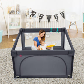 BABY JOY Baby Playpen Large Play Activity Center for Babies w/50 Balls, 2 Pull Rings