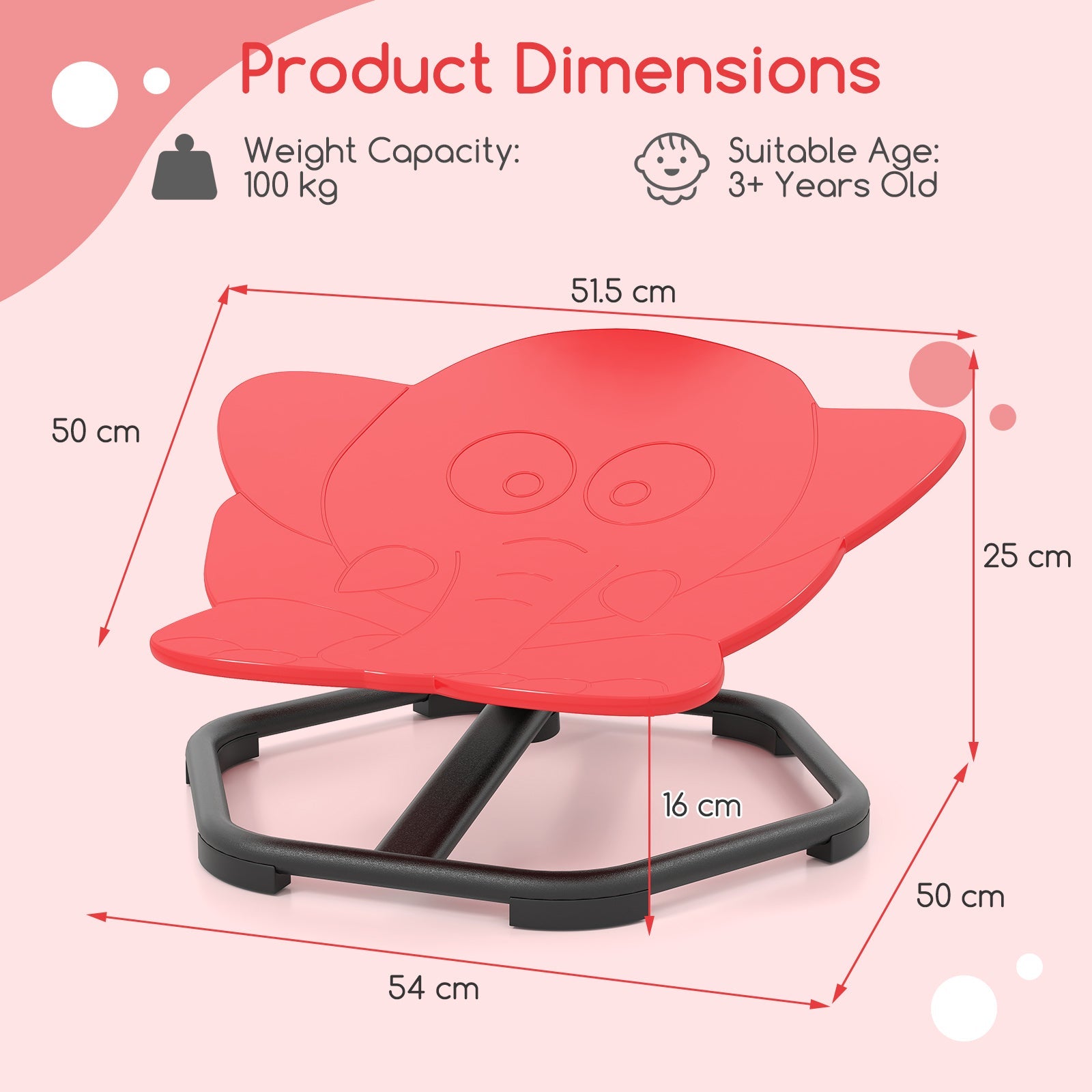 HONEY JOY Kids Sensory Swivel Chair, Elephant 360° Spinning Chair w/Non-Slip Metal Base for Children with Autism