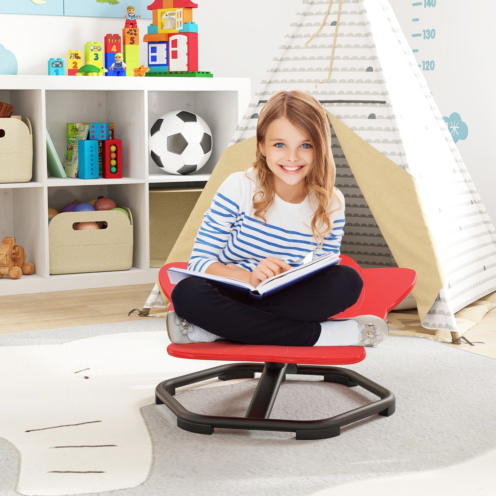 HONEY JOY Kids Sensory Swivel Chair, Elephant 360° Spinning Chair w/Non-Slip Metal Base for Children with Autism