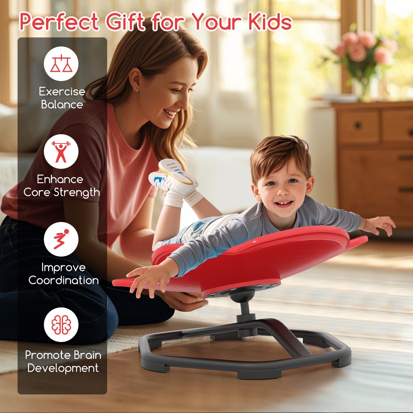 HONEY JOY Kids Sensory Swivel Chair, Elephant 360° Spinning Chair w/Non-Slip Metal Base for Children with Autism
