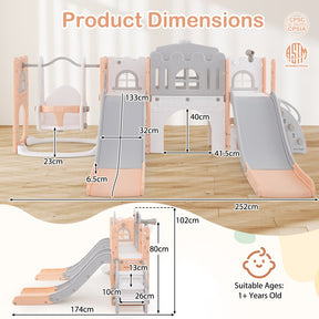 10 in 1 Toddler Swing and Slide Set, Kids Double Slides and Climber Playset