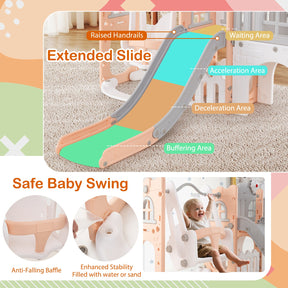 10 in 1 Toddler Swing and Slide Set, Baby Indoor Playground for Ages 1+ Years Old