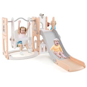 Baby Joy 7-in-1 L-Shaped Toddler Swing and Slide Set w/ Water Sand Filled Base