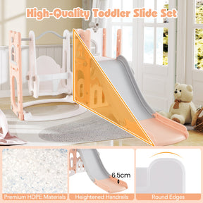 Baby Joy 7-in-1 L-Shaped Toddler Swing and Slide Set w/ Water Sand Filled Base