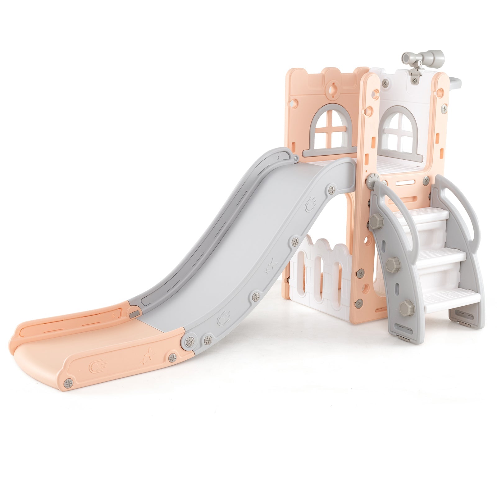 HONEY JOY 6 in 1 L-Shaped Toddle Slide for Toddlers Age 1-3