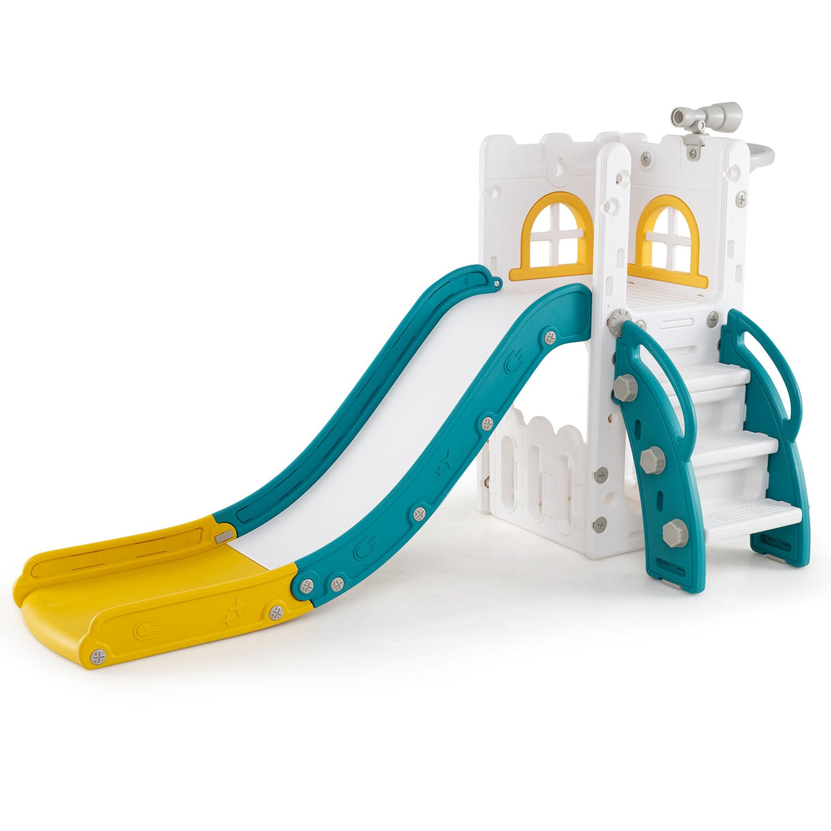 HONEY JOY 6 in 1 L-Shaped Toddle Slide for Toddlers Age 1-3