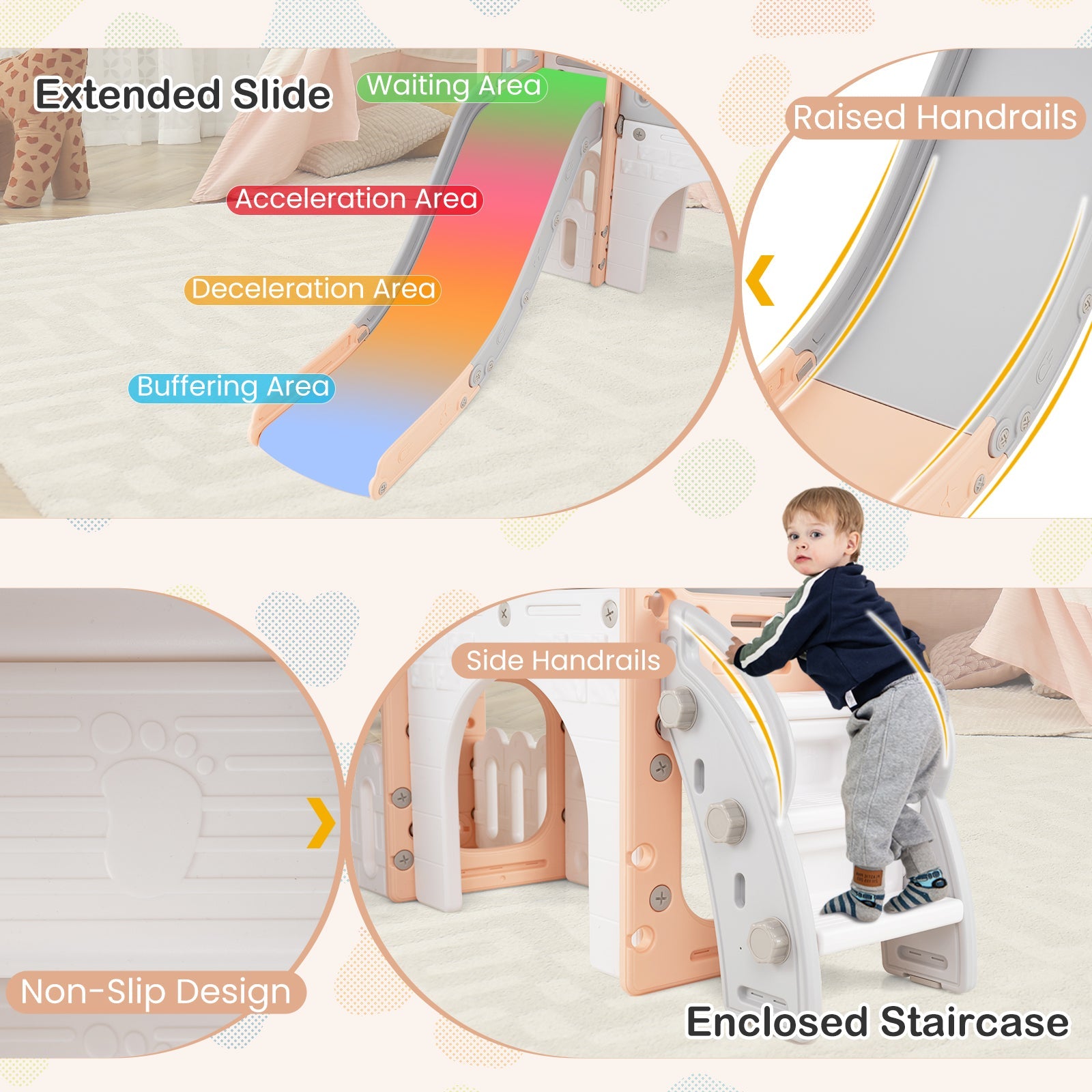 9 in 1 Toddler Slide, L Shaped Kids Slide and Climber Playset
