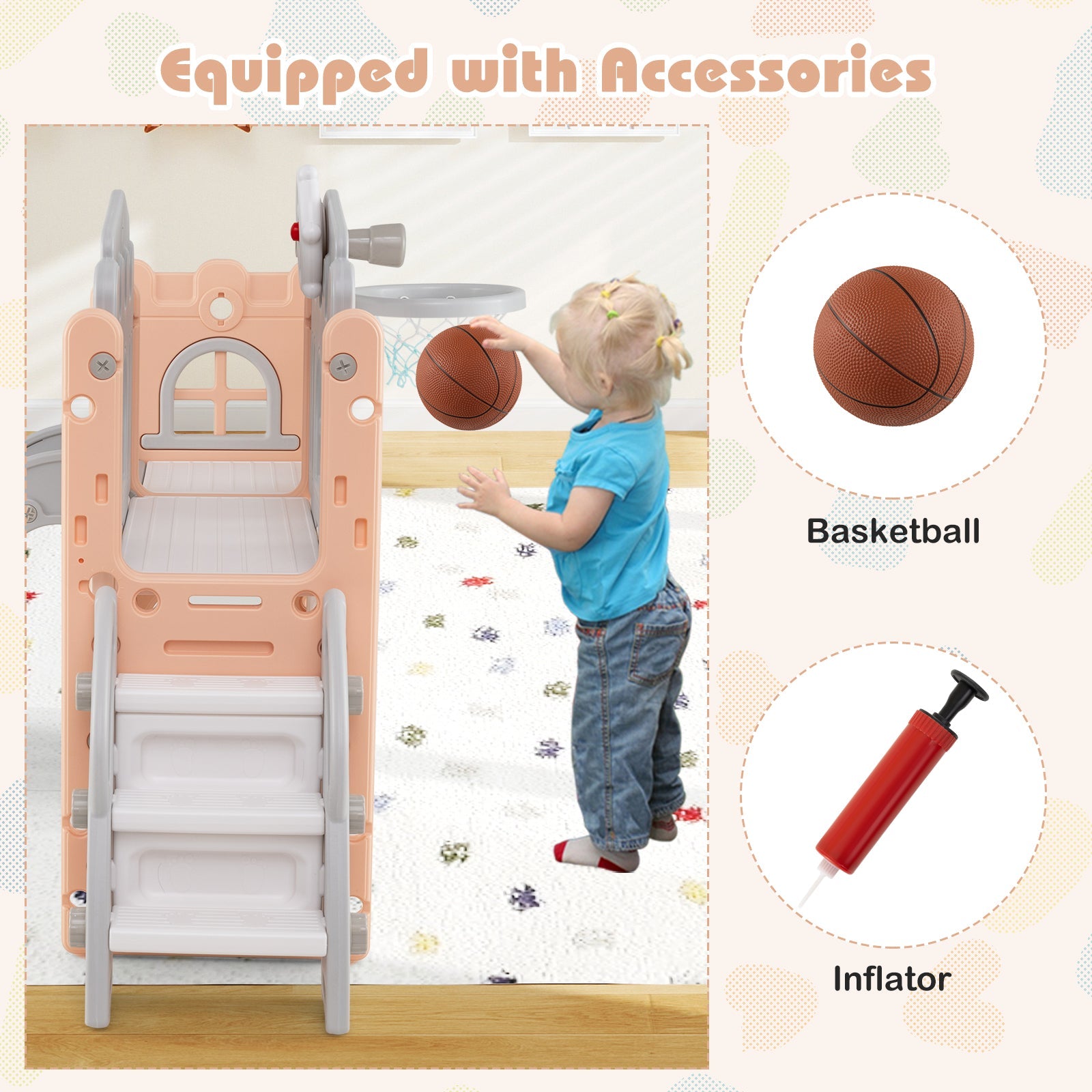 9 in 1 Toddler Slide, L Shaped Kids Slide and Climber Playset