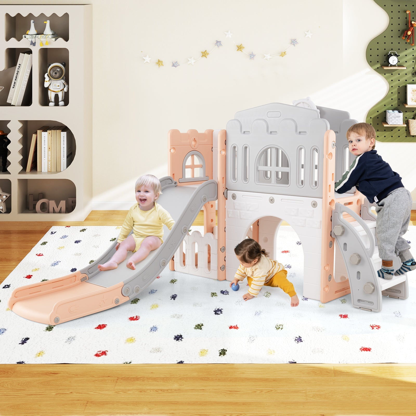 9 in 1 Toddler Slide, L Shaped Kids Slide and Climber Playset