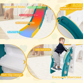 9 in 1 Toddler Slide, L Shaped Kids Slide and Climber Playset