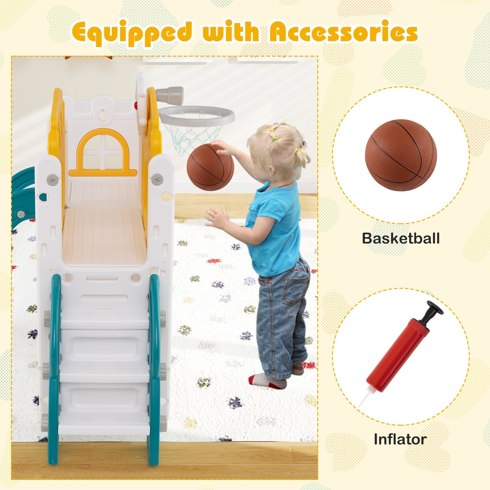9 in 1 Toddler Slide, L Shaped Kids Slide and Climber Playset
