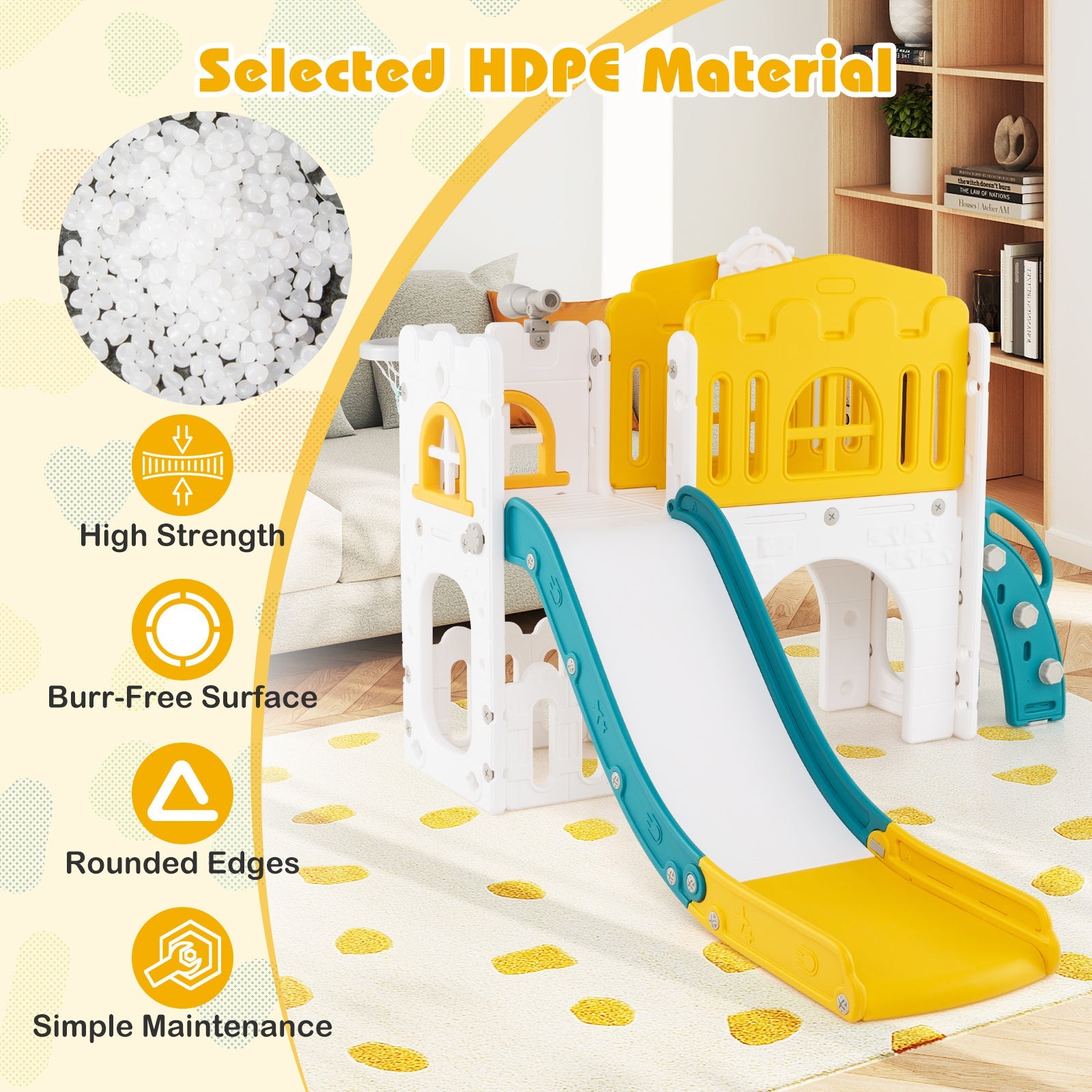 9 in 1 Toddler Slide, L Shaped Kids Slide and Climber Playset