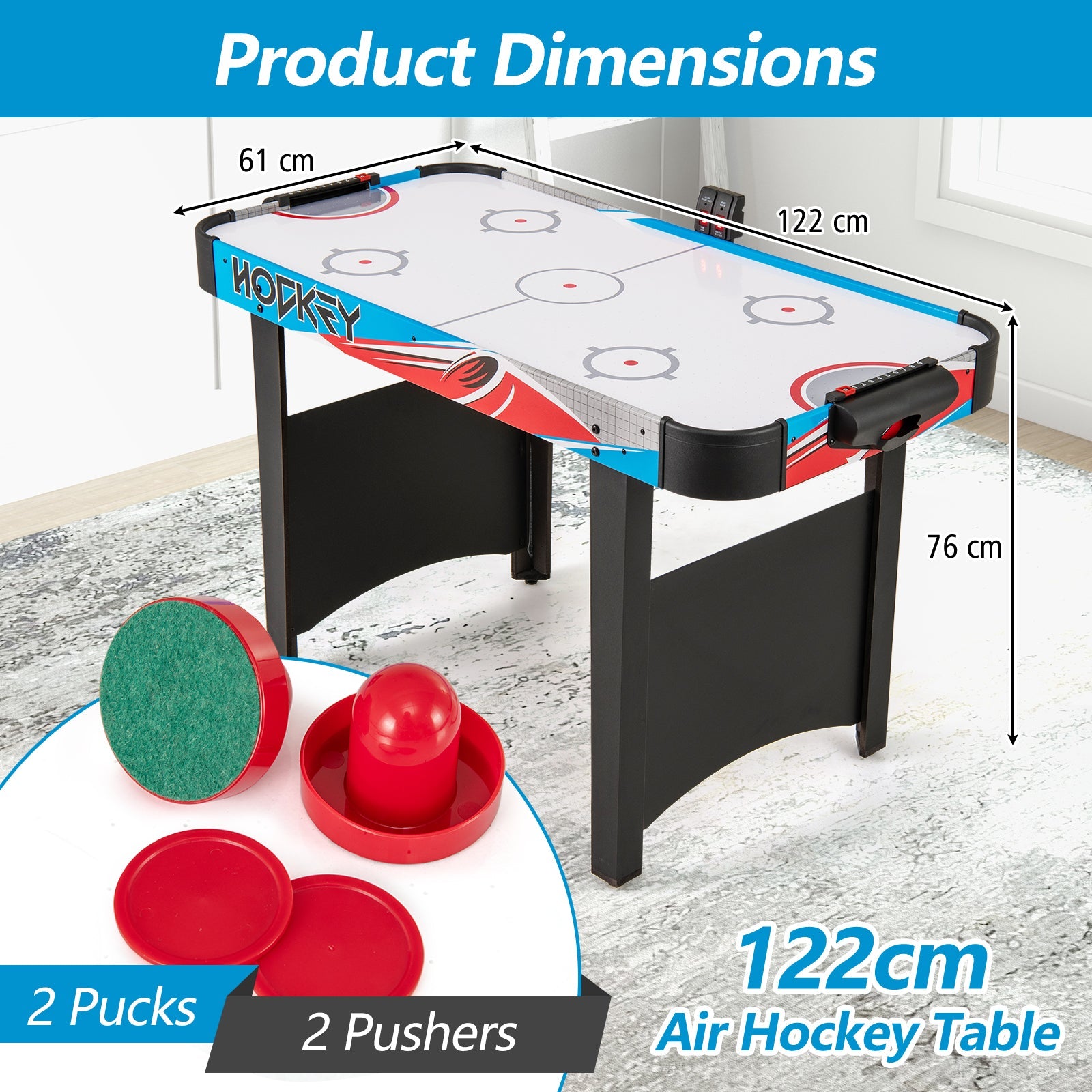 Air Hockey Table, Indoor Hockey Game Table w/LED Scoreboard