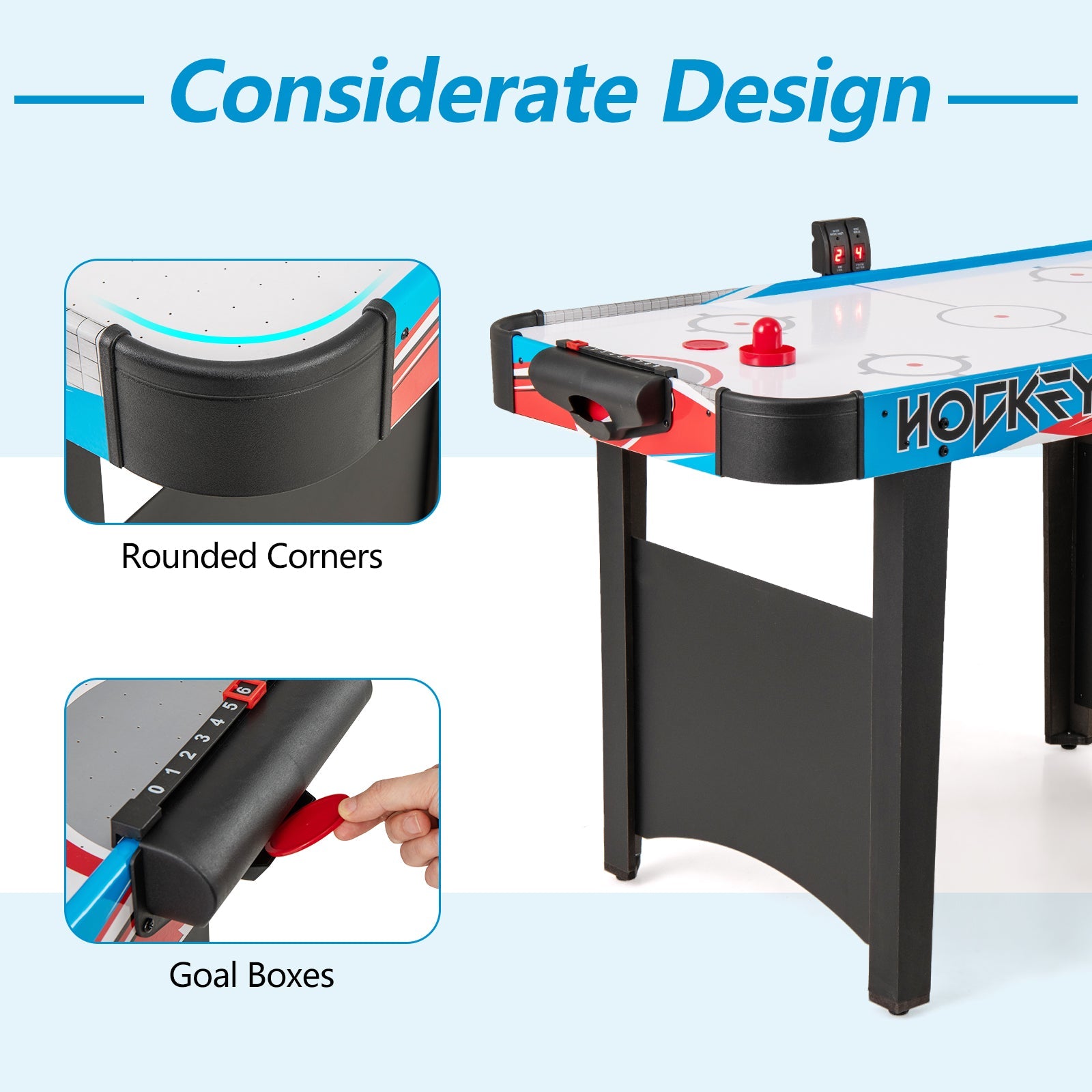 Air Hockey Table, Indoor Hockey Game Table w/LED Scoreboard