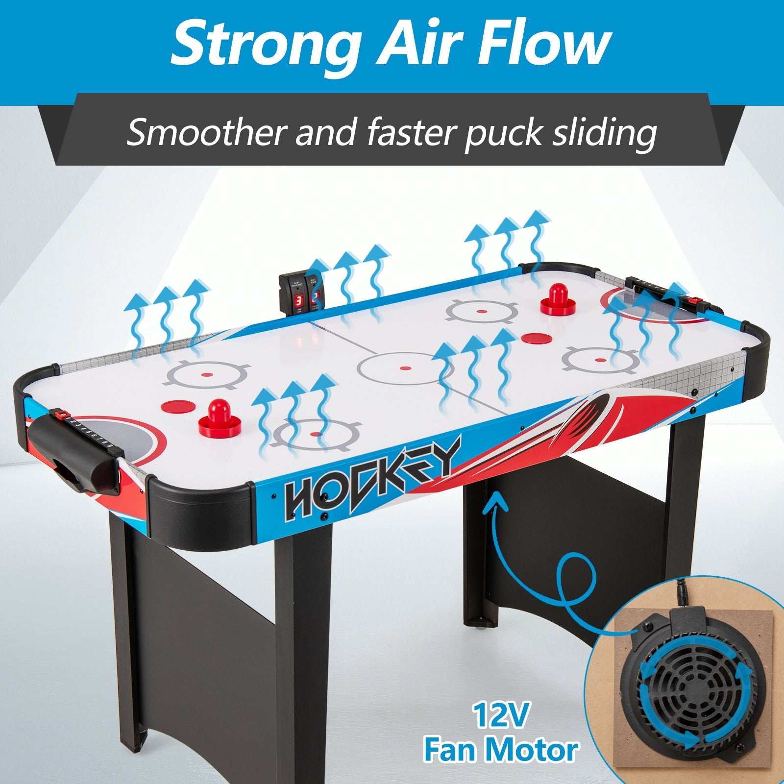 Air Hockey Table, Indoor Hockey Game Table w/LED Scoreboard