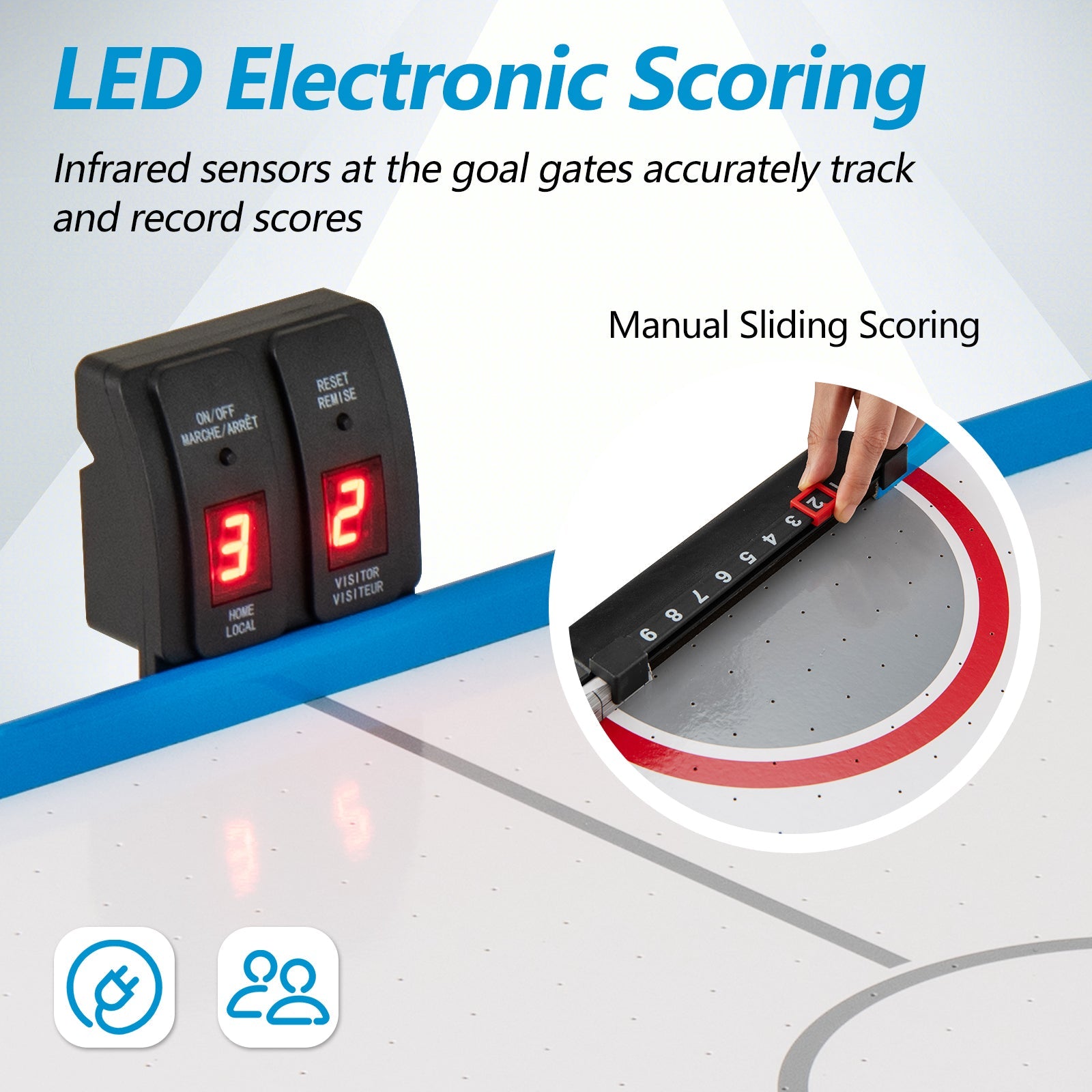 Air Hockey Table, Indoor Hockey Game Table w/LED Scoreboard