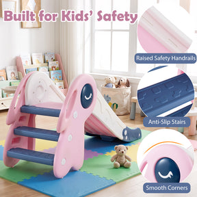3 in 1 Toddler Slide Set, Baby Slide Climber Playset with Basketball Hoop and Basketball