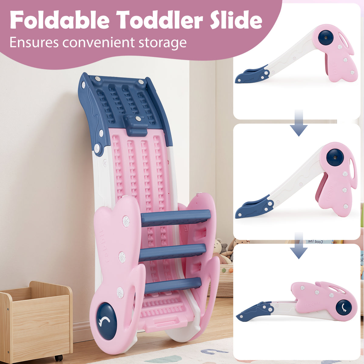 3 in 1 Toddler Slide Set, Baby Slide Climber Playset with Basketball Hoop and Basketball
