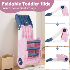 3 in 1 Toddler Slide Set, Baby Slide Climber Playset with Basketball Hoop and Basketball