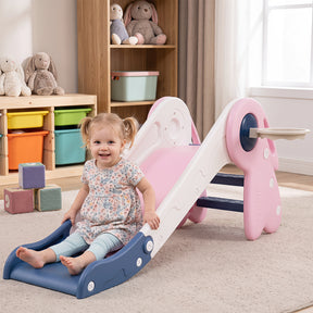 3 in 1 Toddler Slide Set, Baby Slide Climber Playset with Basketball Hoop and Basketball