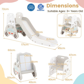 5 in 1 Convertible Kids Slide Set, Double-Sided Magnetic Dry Erase & Building Block Board