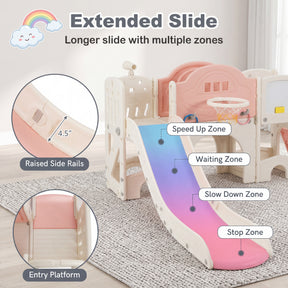 10 in 1 Toddler Slide Set, Kids Slide and Climber Playset w/Whiteboard, Telescope, Ring Toss