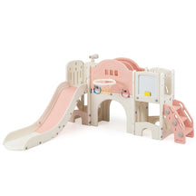 10 in 1 Toddler Slide Set, Kids Slide and Climber Playset w/Whiteboard, Telescope, Ring Toss