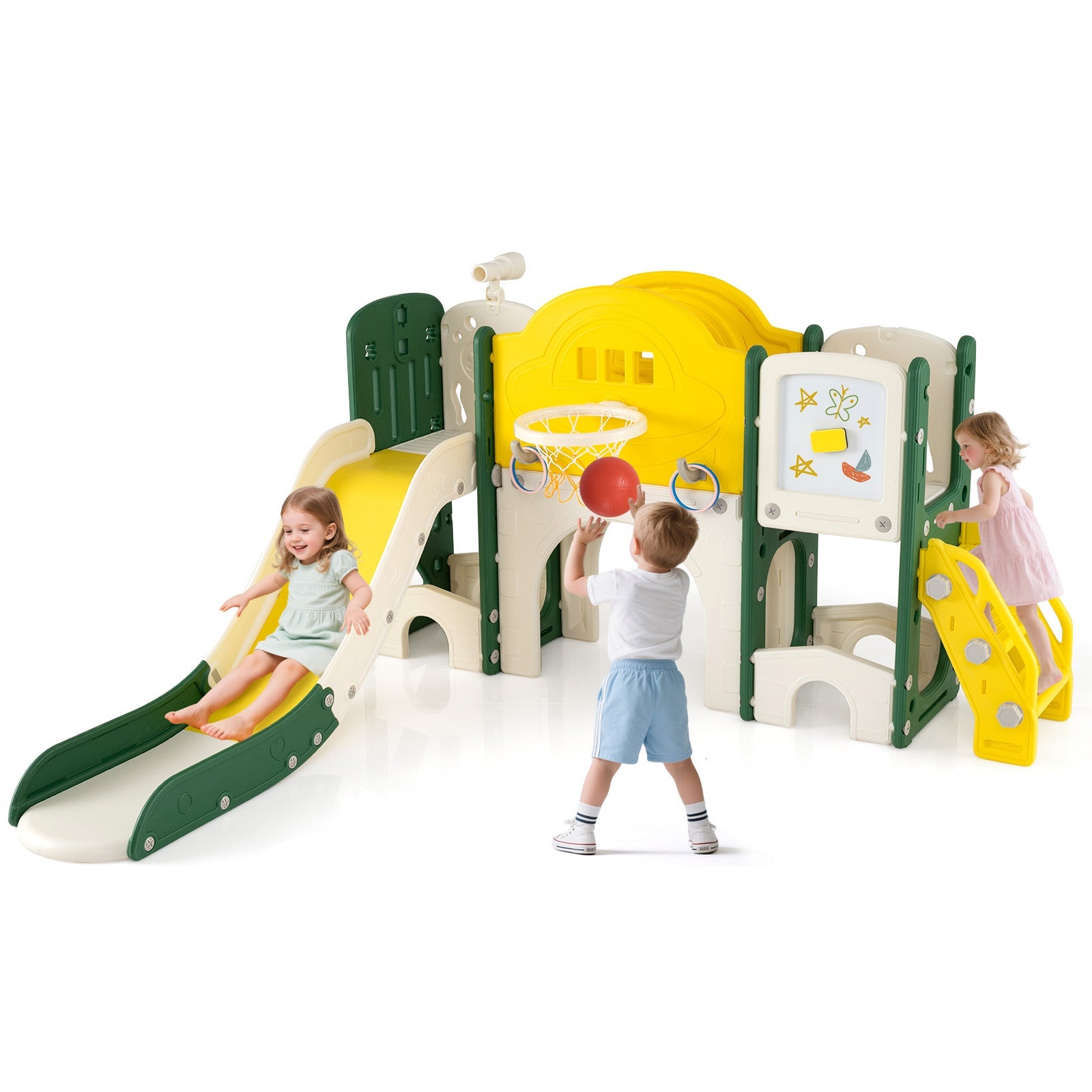 10 in 1 Toddler Slide Set, Kids Slide and Climber Playset, Indoor Playground for Ages 3+