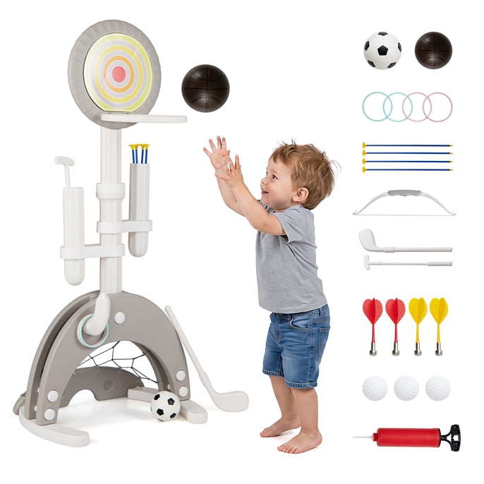 6-in-1 Toddler Basketball Hoop with 8 Adjustable Height