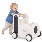 Train-Shaped Toddler Toy Box with Wheels & Flip-up Seat