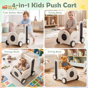 Train-Shaped Toddler Toy Box with Wheels & Flip-up Seat
