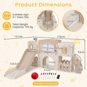 9 in 1 Toddler Slide Set, Kids Climber & Slide Playset with Basketball Hoop & Telescope