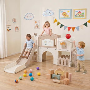 9 in 1 Toddler Slide Set, Kids Climber & Slide Playset with Basketball Hoop & Telescope