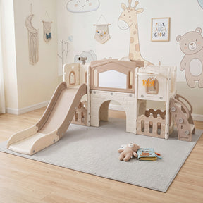 9 in 1 Toddler Slide Set, Kids Climber & Slide Playset with Basketball Hoop & Telescope