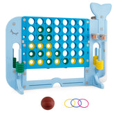 Giant 4-in-A Row w/Ring-toss, Basketball Hoop, Golf Club & Balls, Jumbo 4-to-Score Giant Game Set with 2 Cups Holders for Indoor & Outdoor Holiday Parties
