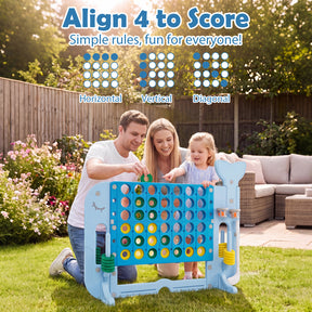 Giant 4-in-A Row w/Ring-toss, Basketball Hoop, Golf Club & Balls, Jumbo 4-to-Score Giant Game Set with 2 Cups Holders for Indoor & Outdoor Holiday Parties