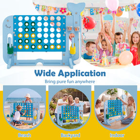 Giant 4-in-A Row w/Ring-toss, Basketball Hoop, Golf Club & Balls, Jumbo 4-to-Score Giant Game Set with 2 Cups Holders for Indoor & Outdoor Holiday Parties