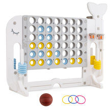 Giant 4-in-A Row w/Ring-toss, Basketball Hoop, Golf Club & Balls, Jumbo 4-to-Score Giant Game Set with 2 Cups Holders for Indoor & Outdoor Holiday Parties