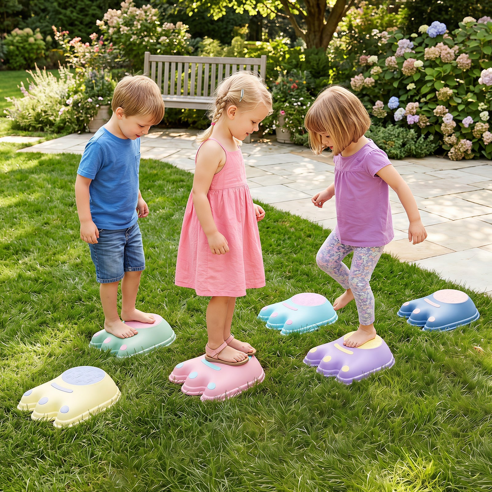 6 Pieces Stepping Stones for Kids with Cute Monster Theme