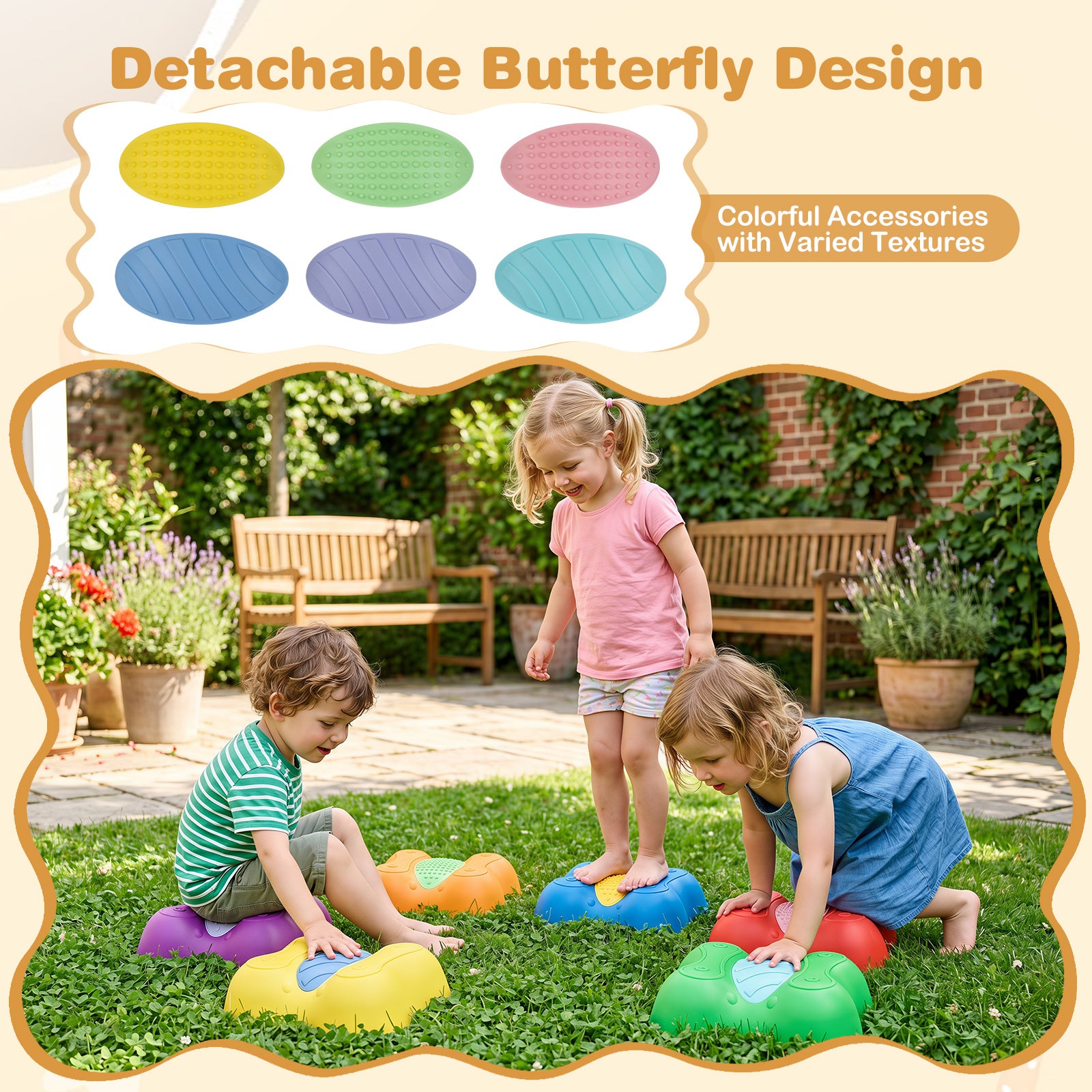 6 Pieces Stepping Stones for Kids with Cute Butterfly Theme