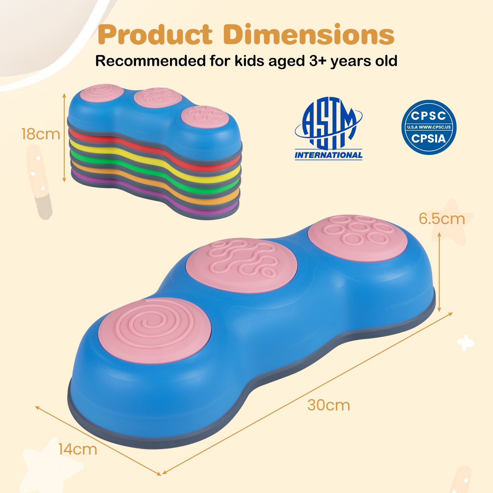 6 Pieces Stepping Stones for Kids with Cute Peanut Theme