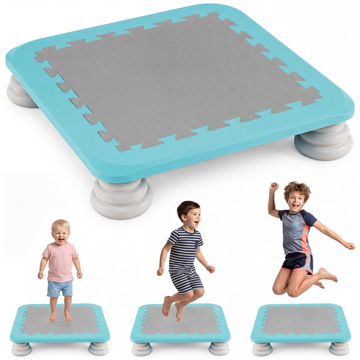 Mini Trampoline for Kids, 65 cm Trampoline Bouncing Board with 4 Removable & Non-Slip Foot Pads