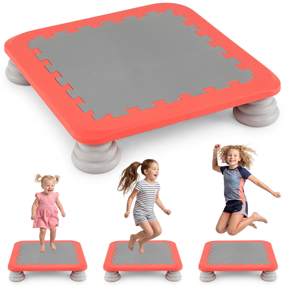 Mini Trampoline for Kids, 65 cm Trampoline Bouncing Board with 4 Removable & Non-Slip Foot Pads